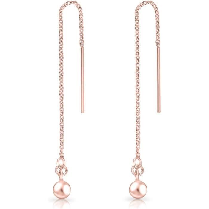 Boucles D'oreilles Pendantes En Boule Argent Sterling Plaqué Or - Style élégant Pour Un Look Brillant