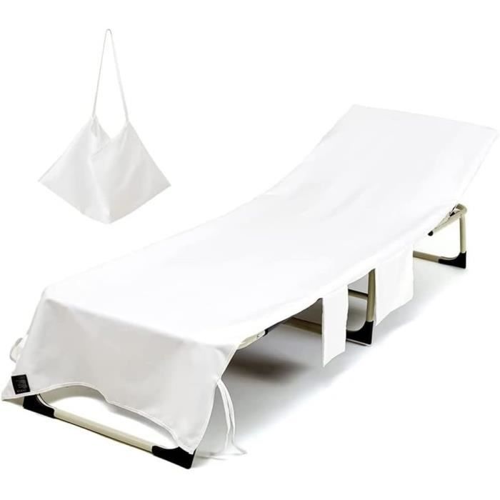 Housse Chaise Longue Plage Microfibre Bleu Océan - Serviette Transat Avec Poches