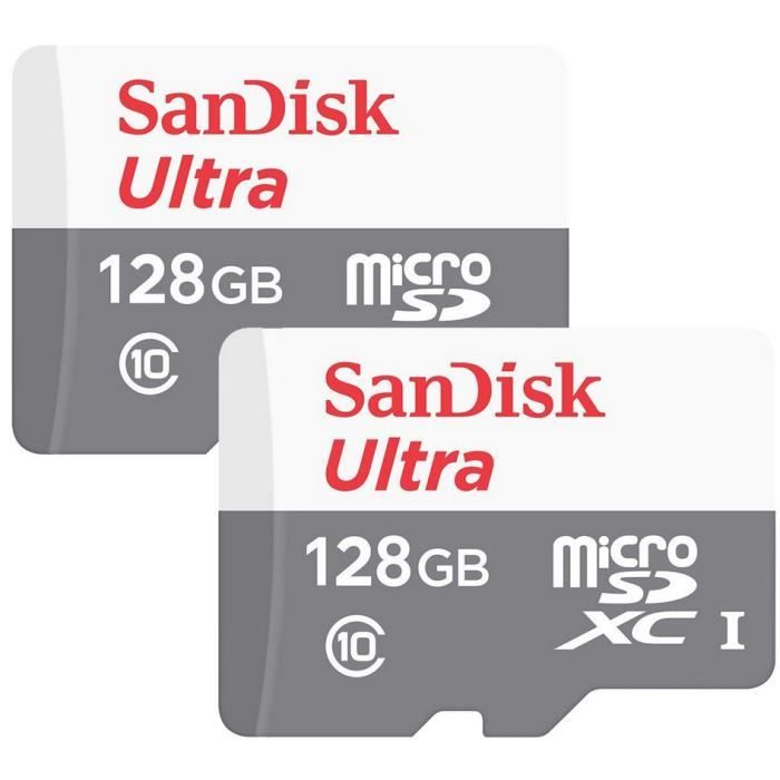 2PCS Sandisk ultra 128go micro sd sdxc class 10 uhs-i 80mb/s sdsquns-128g  adaptateur inclus - Cdiscount Appareil Photo