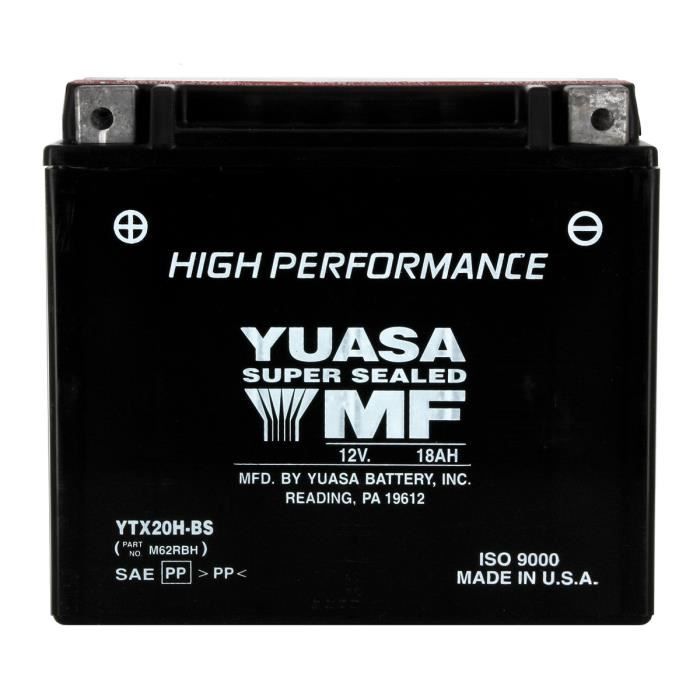 YUASA - Batterie moto YT20H-BS L 175mm W 87mm H 155mm