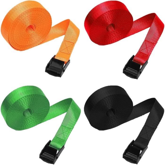 Lot 8 Sangles D'Arrimage 40 Cm X 2 Cm Avec Boucle Serrage – Sangles Griffe Nylon 100 Kg, Fixation Moto Vélo Bâche