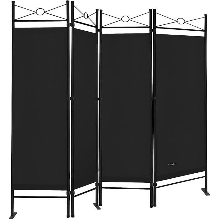 Paravent separateur de piece cloison 4 panneaux 163 x 180 cm jacinthe d eau et metal DEC030822
