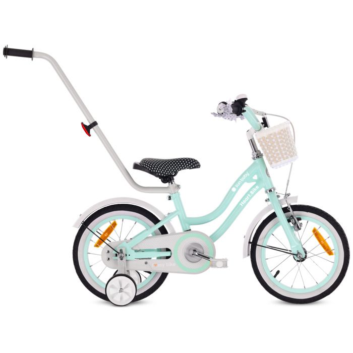 Vélo Enfant - Heart Bike - Roues 14 - 3 à 5 ans - panier - cloche - garde-boue - Menthe