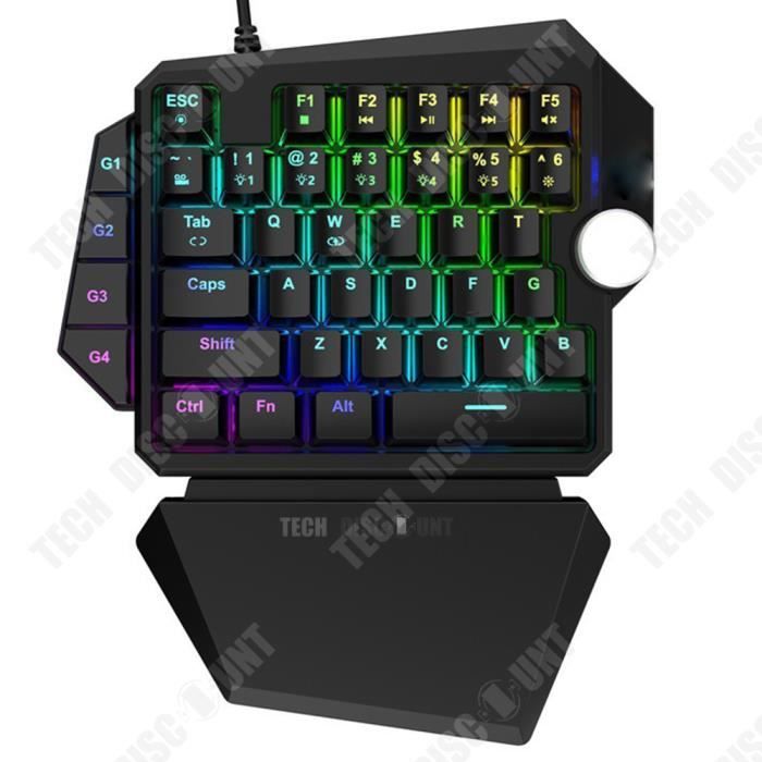 Clavier de jeu – TD® – Câblé – Rétroéclairage RGB – 35 touches – Repose-paume inclus