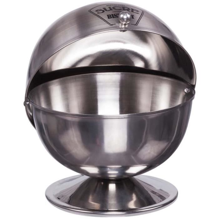 Sucrier Inox Vintage – Brillant, Micro-rayures, Reproduction