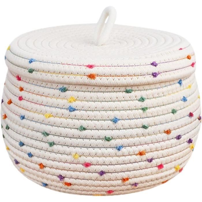 GRANDE PANIERE A LINGE AVEC COUVERCLE FACON CORDE BLANC