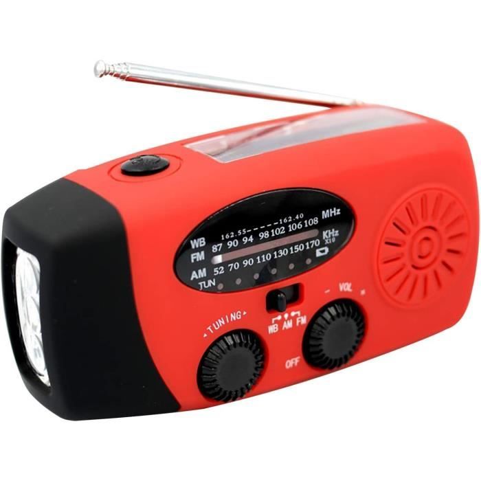 Radio D’Urgence 30000mAh Manivelle Solaire - AM/FM Bluetooth Lampe Torche SOS Boussole - Batterie Externe Puissante
