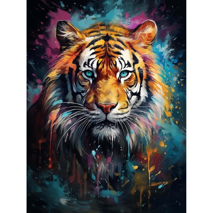 Diymood 5D Diamond Painting Tigre La Bête Kit - DIY Broderie Diamant Animaux Point de Croix - Salon Chambre Craft - Décoration Murale - Diamant Kit Complet - 30x40 cm Diymood 5D Diamond Painting Tigre La Bête Kit - DIY Broderie Diamant Animaux Point de Croix - Salon Chambre Craft - Décoration Murale - Diamant Kit Complet - 30x40 cm