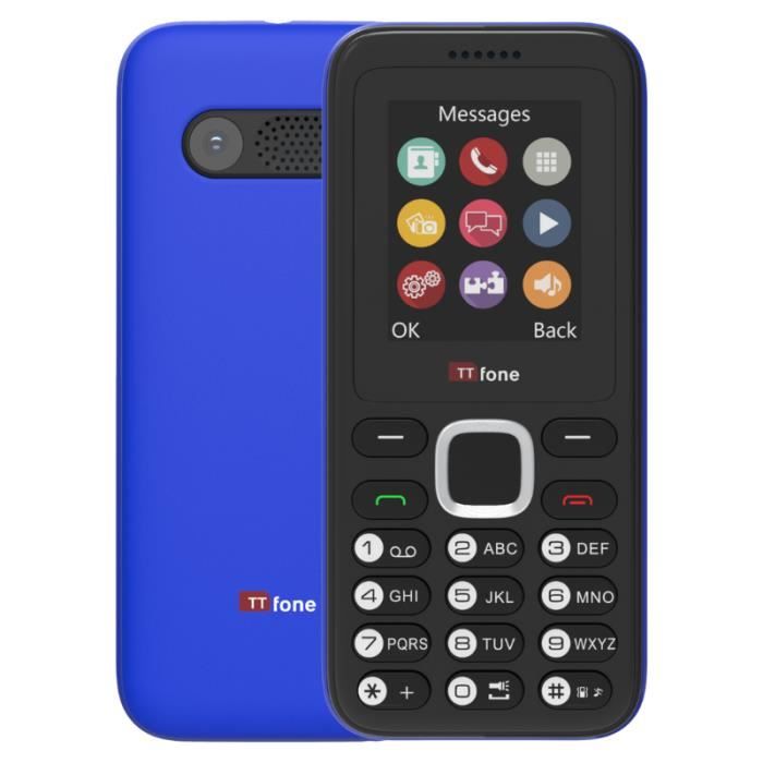 TTFONE - TT150 - Téléphone portable débloqué de base double SIM avec caméra - Bleu