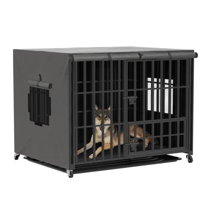 Meilleurs prix pour Cage Chien XXL sur Roulette Cage Chien Intérieur Métal Grande Taille Solide Caisse Chien avec Housse de Cage 117x96x84cm