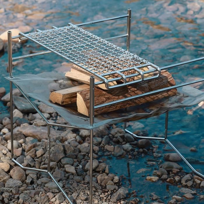 Grille Ronde Barbecue Inox - Diamètre 38 Cm, Pour Camping, Jardin, Pique-nique, Cuisson Extérieure