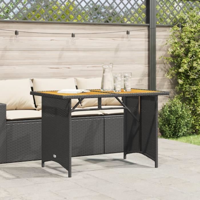 Table de jardin et dessus en bois noir 110x68x70 cm poly rotin (Noir) Ty6355 tout neuf Cyanshop