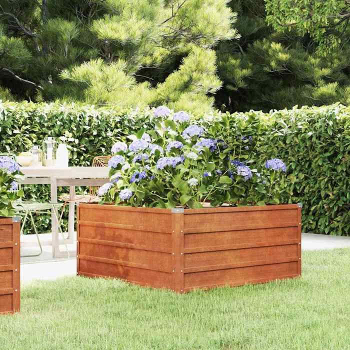 vidaXL Lit Surélevé de Jardin Jardinière Support pour Plantes Bac à Fleurs Pot de Fleurs Balcon Patio Extérieur Rouillé 151949