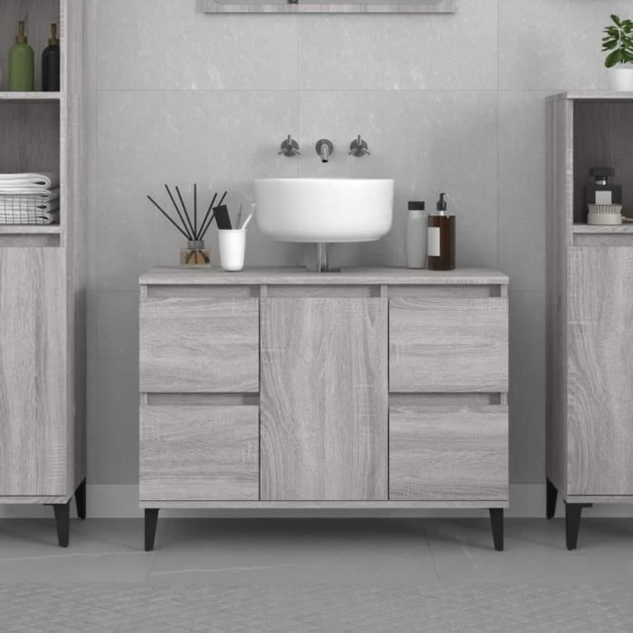 vidaXL Meuble dévier sonoma gris 80x33x60 cm bois dingénierie 821282