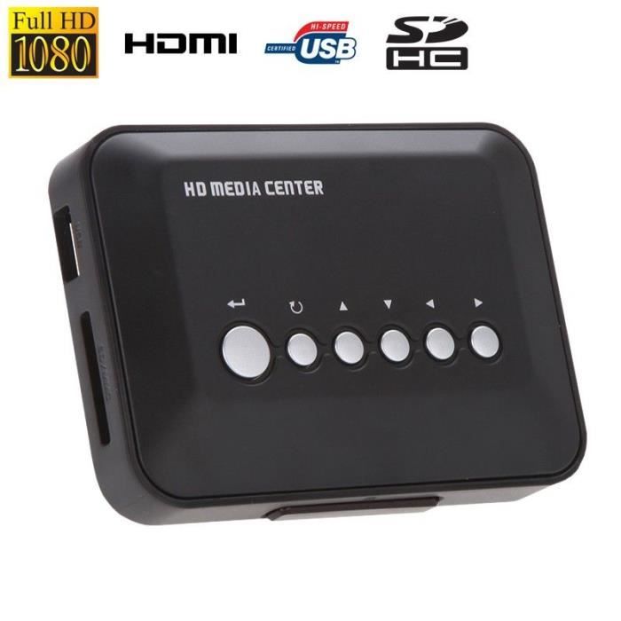 Boitier Multimédia Full HD 1080P Lecteur Photo Vidéo Musique Tv HDMI SD USB Noir Plastique YONIS