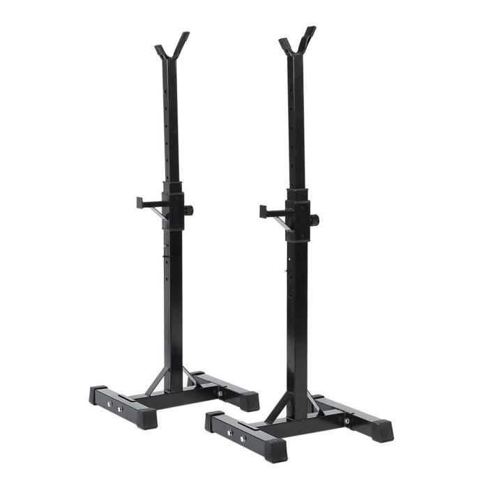 Power Rack Squat Réglable Rouge – Support Haltère Gym Maison – Acier Lourd