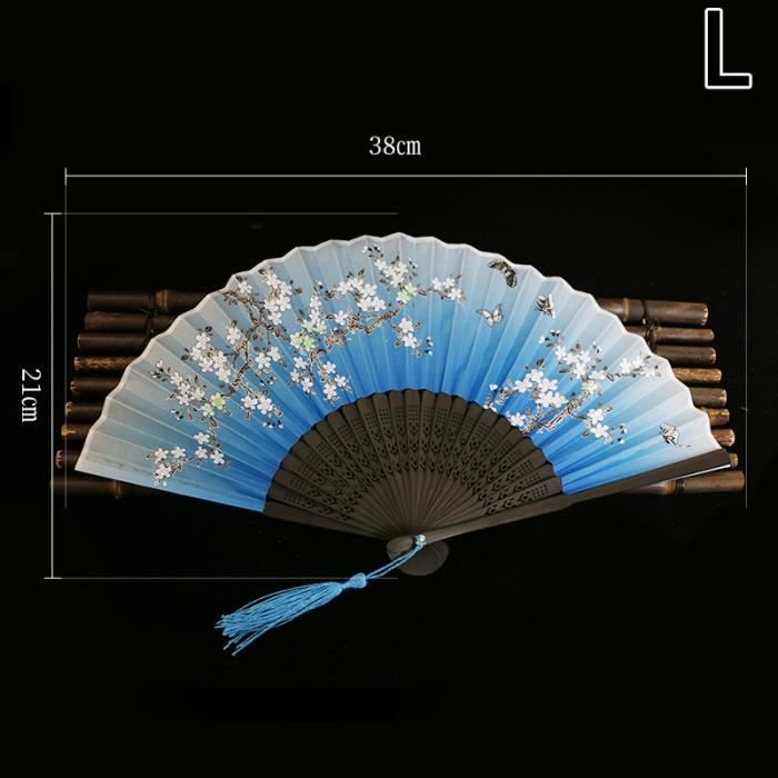 Eventails Pliants HomeSoGood - Bambou Style Chinois - Lot De 3 Avec Pompons - 38cm Déplié