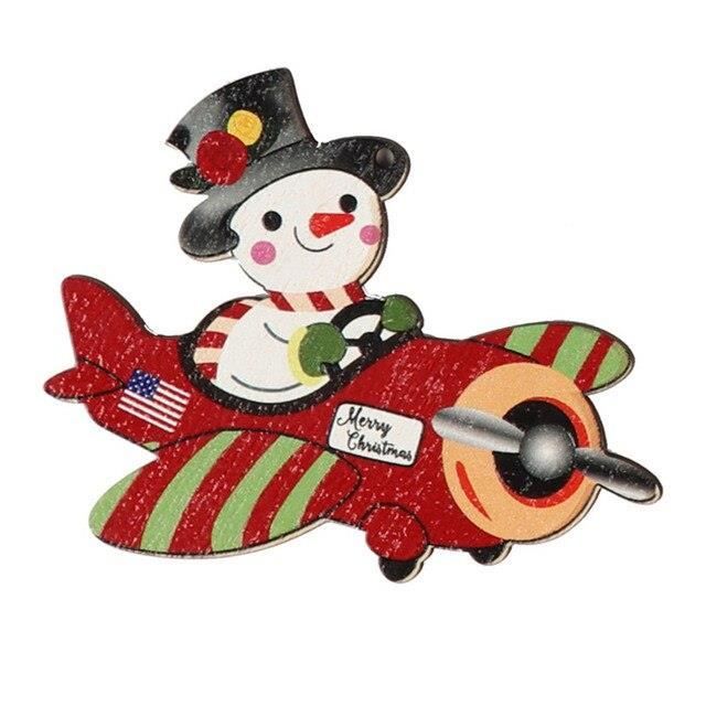 BOULE DE NOEL,car-3-snowman--Pendentifs de noël en bois, nouvel an 
