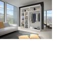 Armoire de chambre avec miroir  2 portes coulissantes - Style contemporain - L-204 Nico avec Miroir (Blanc+ Sonoma+ Miroir)-1