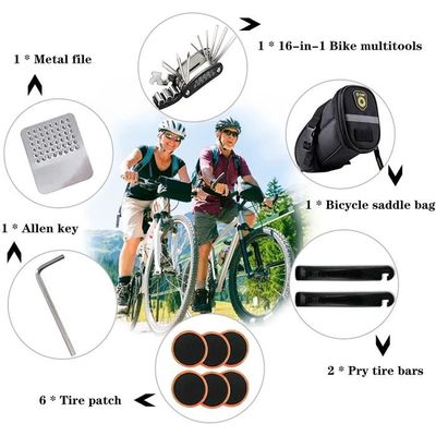 Kits d'outils de réparation de vélos Sacoche de selle de vélo Pack de  sièges de vélo Kit d'outils de réparation multifonction 16 en 1 