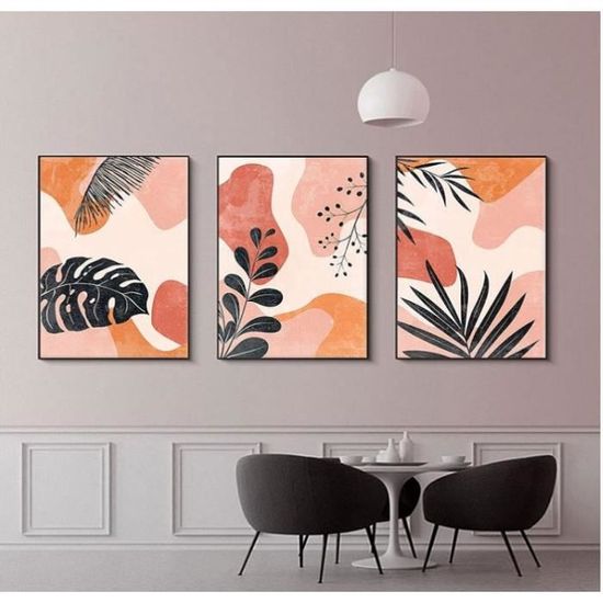 Set De 3 Posters Bohème - 40x60 Cm - Art Abstrait Plantes - Décoration Murale Moderne - Sans Cadre