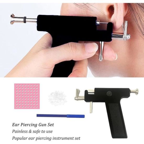 Kit Perçage D'oreilles Professionnel - 4 Pistolets Stériles + Boucles Intégrés - 2 Paires Boucles Argent 925 - 100 Protège-oreilles