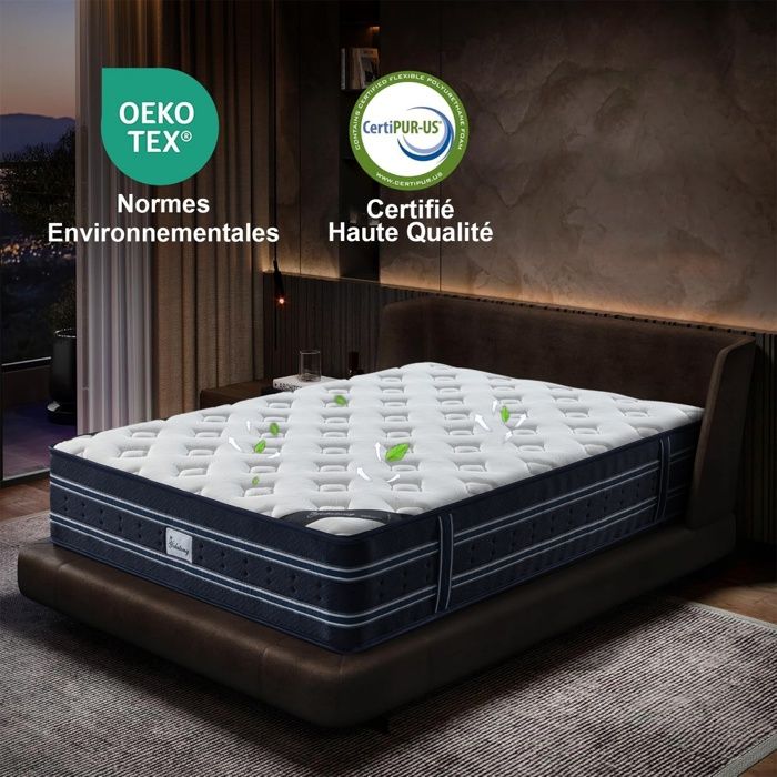 Matelas 90x190x16cm Sleremind En Mousse à Mémoire De Forme - Fermeté Moyenne, 7 Zones De Confort, Réversible