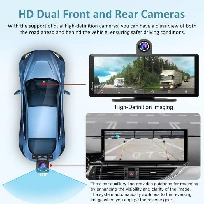 Autoradio Carpuride W603D - CarPlay/Android Auto Sans Fil - Écran 6,2" - Caméras 4K Avant/arrière