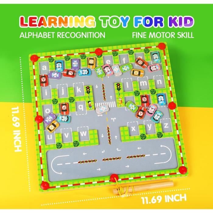 Jouet Enfant 2-5 Ans, Jeux Labyrinthe Magnetique, Jeux Montessori Tableau d'activités en Bois