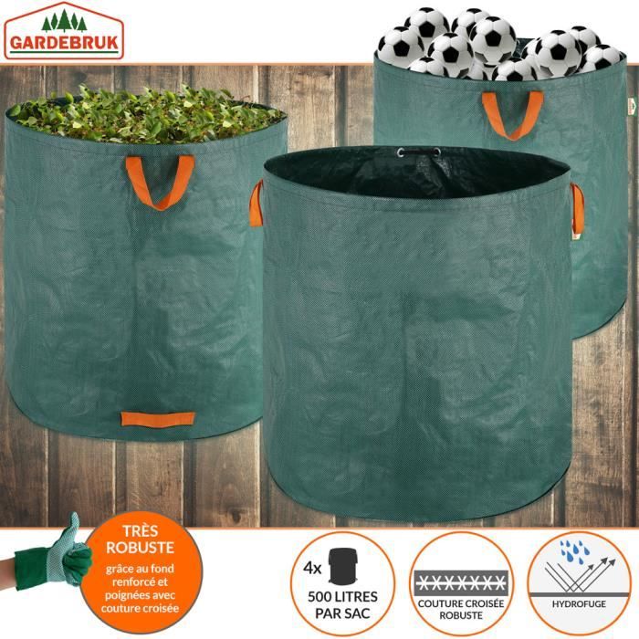 Sacs De Jardin 500L Lot De 4 - Sacs à Déchets Végétaux Renforcés Et Hydrofuges