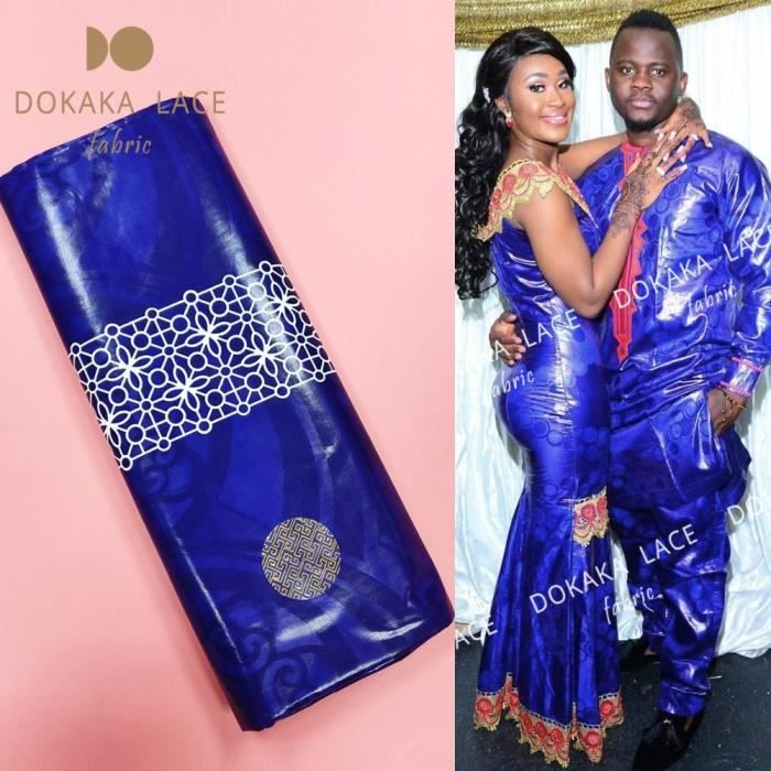 5 Yards bleu Royal Bazin Riche dentelle tissu 2019 haute qualite Jacquard motif bassin femmes et hommes vetements quotidiens E Cdiscount Beaux Arts et Loisirs creatifs