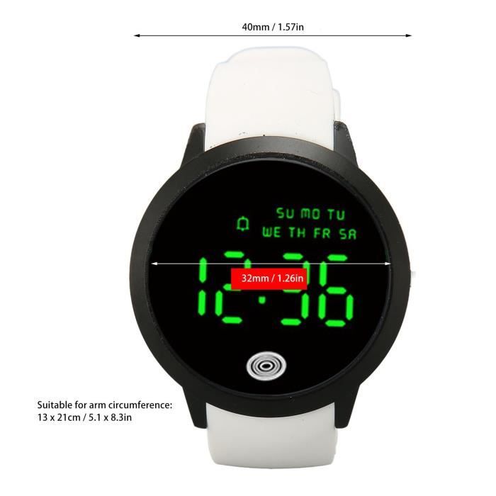 Drfeify montre num rique tanche Montre num rique pour hommes cran montres montre Ceinture Blanche Coquille Noire Grande Taille