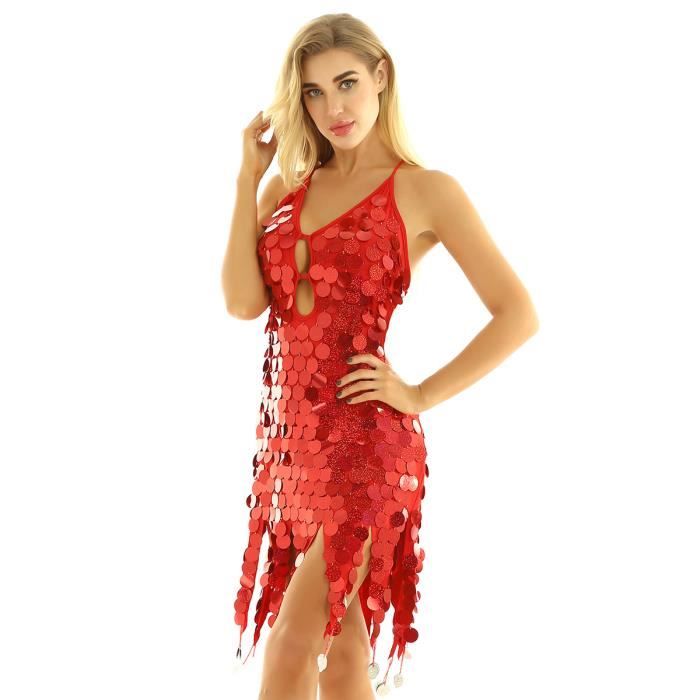 Robe De Danse Latine Pour Femme Sans Manche Paillette Frangée Glands Salle Robe De Bal Salsa Tango Rumba Cha Cha Déguisement Robe De 1920 Gatsby Costume De Charleston Et Gants Argenté Taille