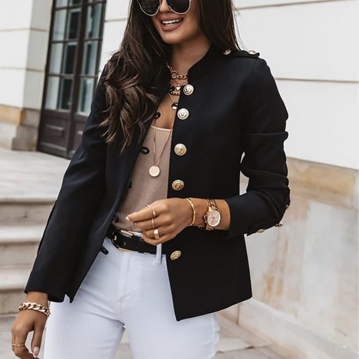 Blazer Femme Chic Et Elegant Slim Fit Blazer Veste Formel Bureau Blazerjacket Tailleur De Soiree Manteau Ensemble Femme Noir Cdiscount Pret a Porter