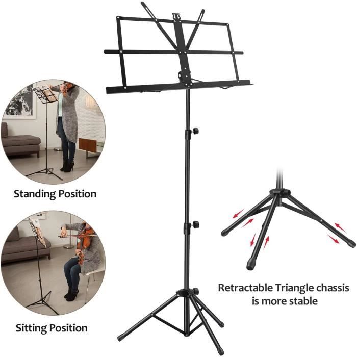 EASTROCK Pupitre De Musique Métal Ajustable Avec Sac De Transport - Support Partition Orchestre