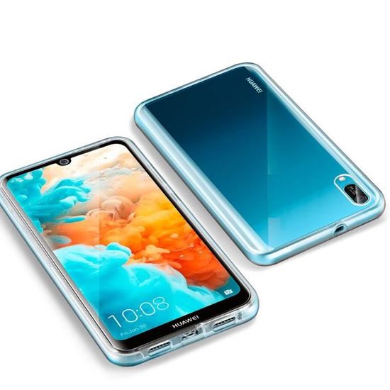 Housse Etui Gel TPU Silicone Intégrale Transparent Protection Full Silicone Souple Ultra Mince Tactile Deux Parties Avant Arrière Emboitable PHONILLICO Coque Huawei Y6 2019