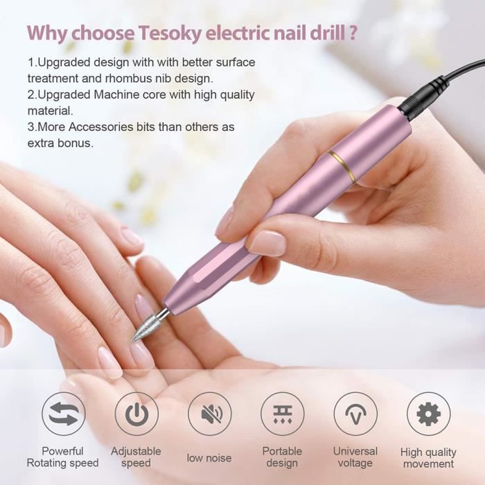 Ponceuse à Ongles électrique Professionnelle KOOFIT - Silencieuse, 20000 RPM - Kit Manucure/pédicure