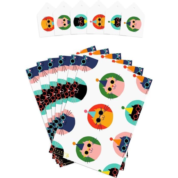 Lot de 6 feuilles de papier cadeau Motif animaux de la ferme – Mouton – Papier cadeau pour enfants, bébés garçons et filles – Papier cadeau pour anniversaire, fête prénatale, baptême