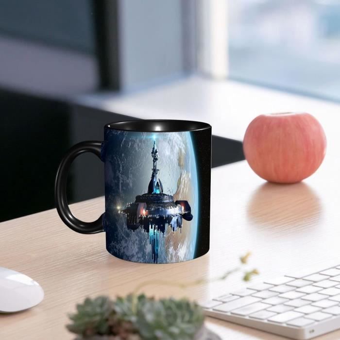 Mug Humour Tasse Drôle,VaisseauMère Extraterrestre Près De La Terre