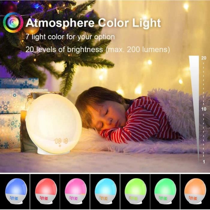 Réveil Léger Réveil Avec Simulation De Lever De Soleil, Sons De La Nature, Radio FM, Snooze