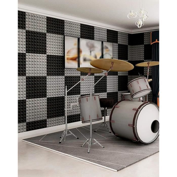 SWANEW Panneaux de mousse acoustique pour Studio, 30x30x5cm, 24 pièces,  traitement d'isolation phonique, Coussin d