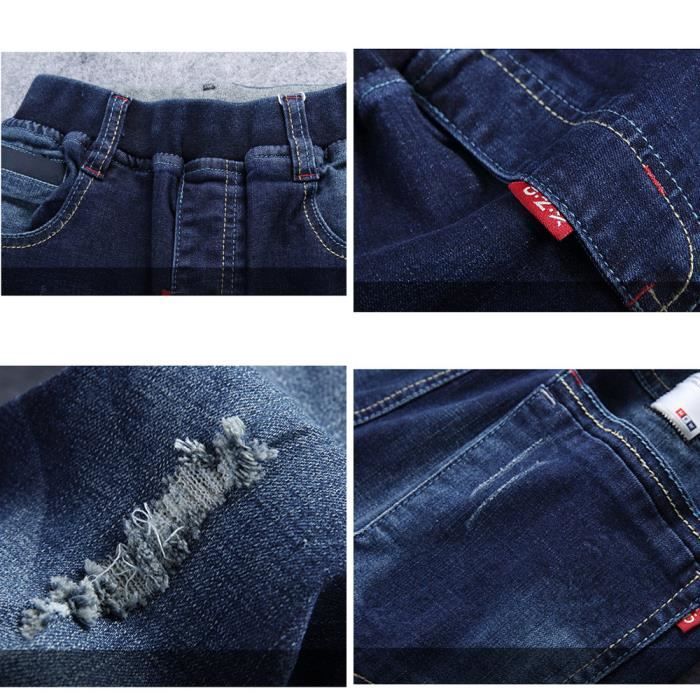 Pack De 5 Pantalons Garçon 12 Ans : 3 Pantalons à Carreaux Noir & Blanc + 2 Jeans Denim, Taille 12
