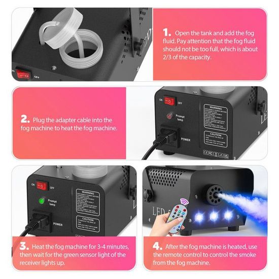 Machine à Fumée U'King 1200W Avec Lumières LED Colorées – Effet De Scène – Prise EU