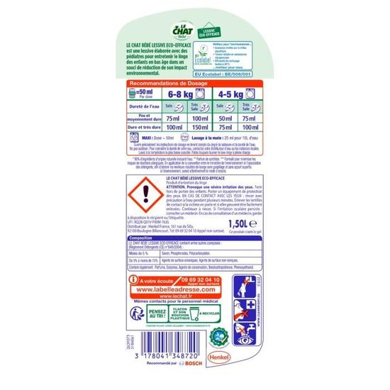 Le Chat Bebe Lessive Eco Efficace 1 5 L Cdiscount Au Quotidien