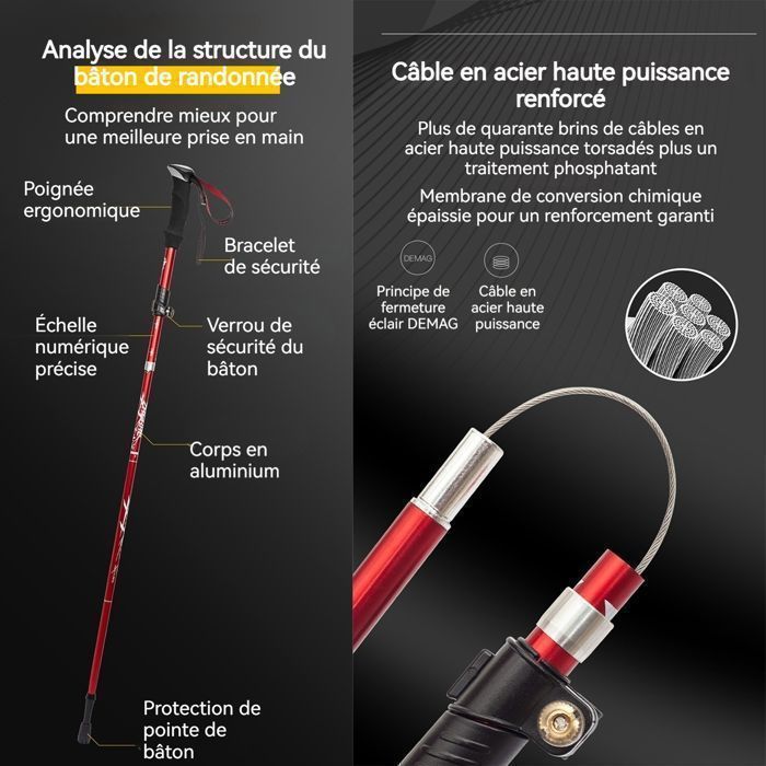Baton de randonnée télescopique