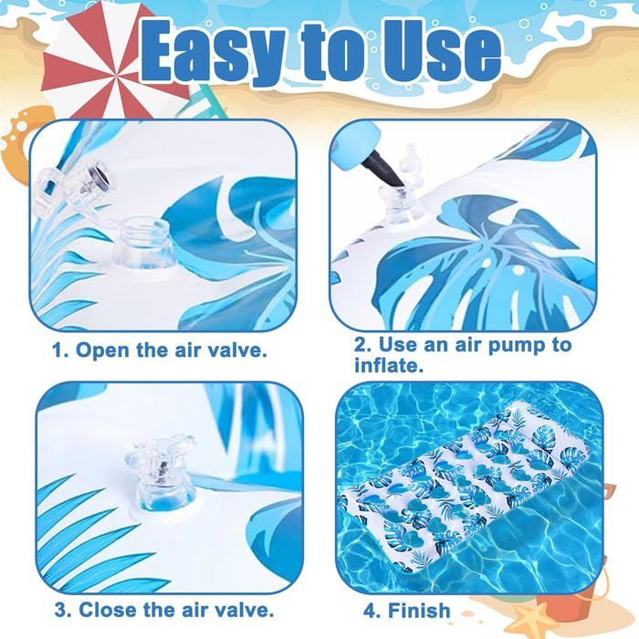 Hamac Piscine Gonflable 4 En 1 – Matelas Flottant Pour Adulte Et Enfant, PVC Doux Et Résistant, Idéal Été