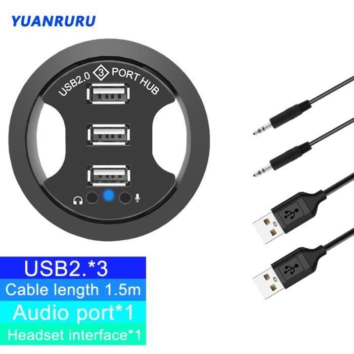 3 ports USB 2.0 - Hub USB USB 2.0 Bureau Oeillet USB 2.0 Hub Audio Support  de Bureau Adaptateur 3 Ports Mont - Cdiscount Informatique