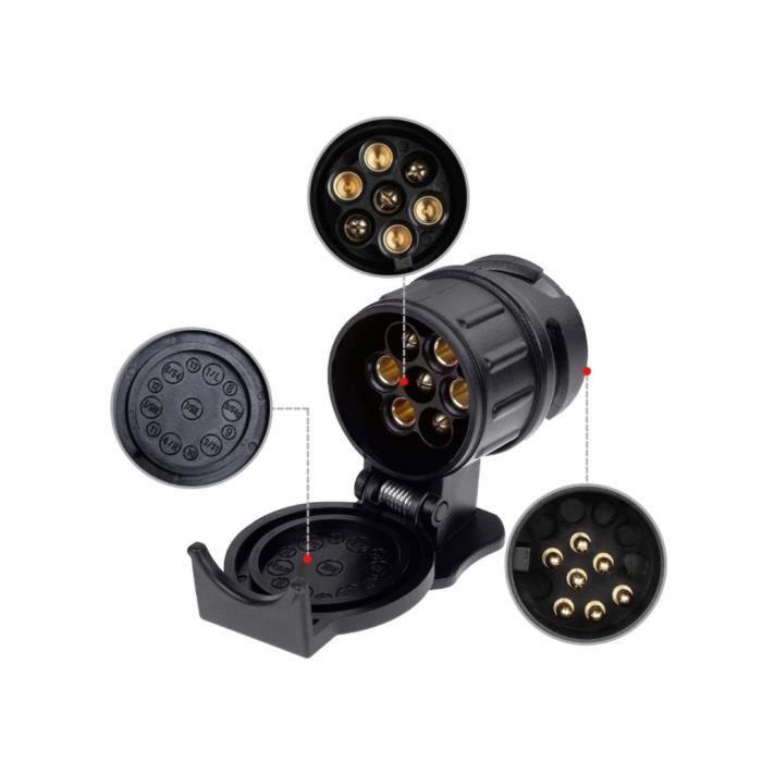 Adaptateur Remorque 13 à 7 Broches Étanche - Connecteur Voiture Caravane