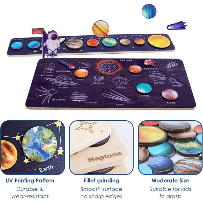 Puzzle De Système Solaire En Bois Pour Enfants Puzzles De L'Espace Avec