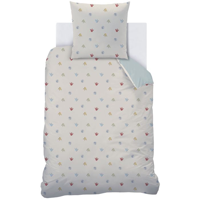 Jurassic World Badges Parure De Lit Enfant 140x200 – Housse De Couette Réversible + Taie 63x63, 100% Coton OEKO-TEX Bleu Garçon